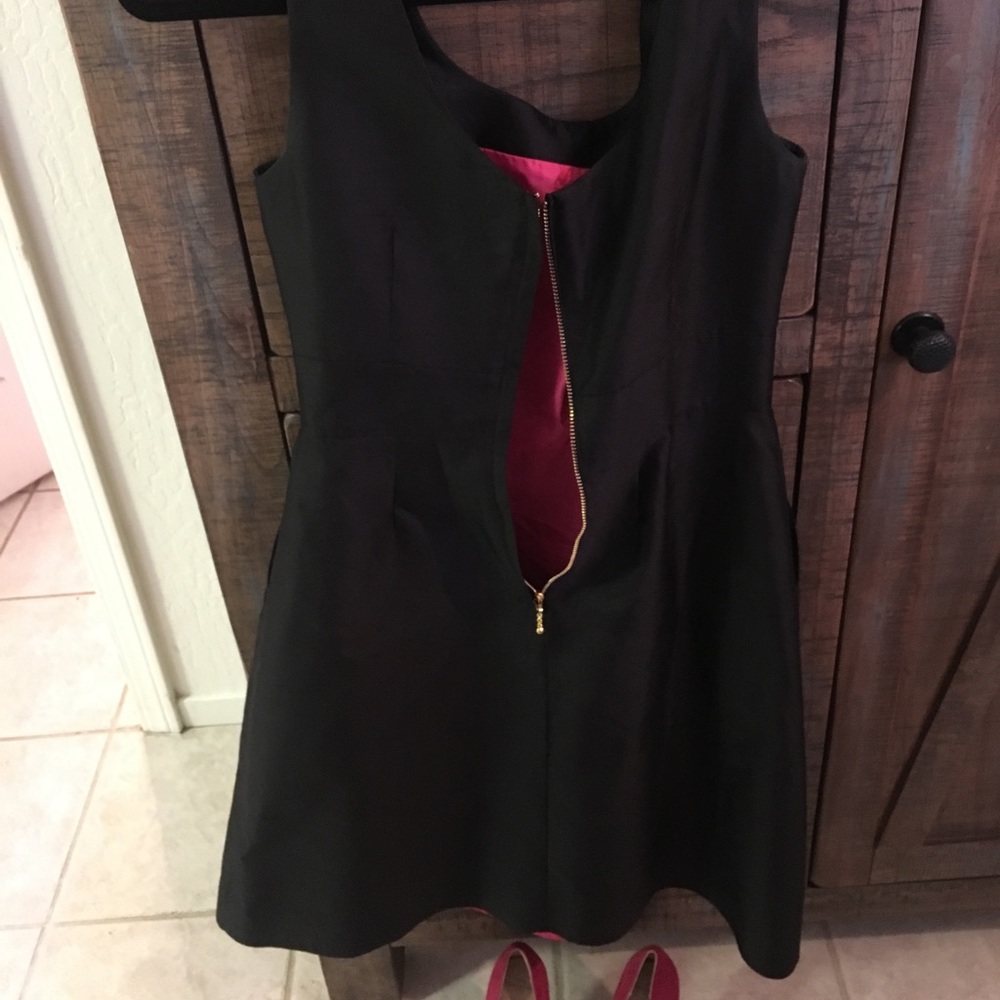 Kate Spade Black Midi Dress with Pink Lining